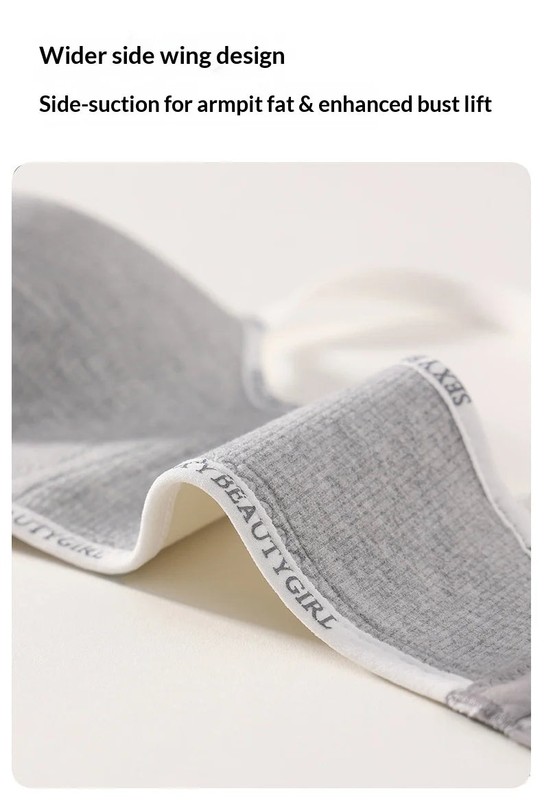 New Fashion Bra for Smaller Busts: Enhances and Gathers with Letter Design Wire-Free, Nude-Feel, Skin-Friendly One-Piece Bra