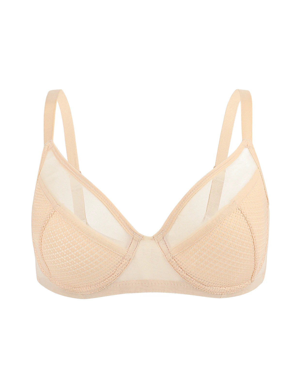 New Lace Bras Pure Seamless Unpadded Thin Mesh Transparent See Through Sexy Bras For Women Big Size Underwire