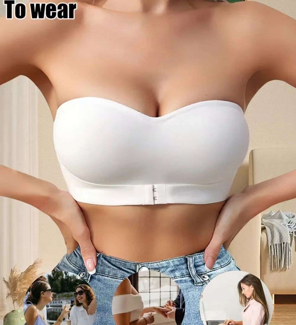 Women's Strapless Wireless Bra, Removable Padded strapless bra, Bandeau for Off Shoulder Dresses, Ideal for Daily Wear, Parties,