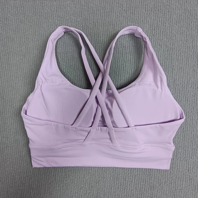 Yoga sports bra Solid color women's Bras Soft cross back sports bra fitness exercise tight fitting training  jogging sports bras