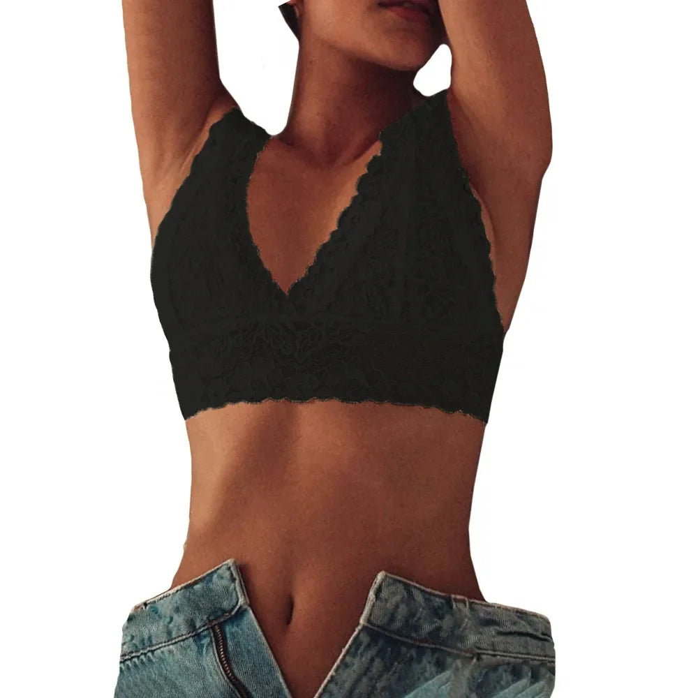 Sexy Sheer Lace Bra Tops for Women Lingerie Corset Mesh Lace Seamless Crop Underwear Bra Ladies Sexy Bras Lingerie