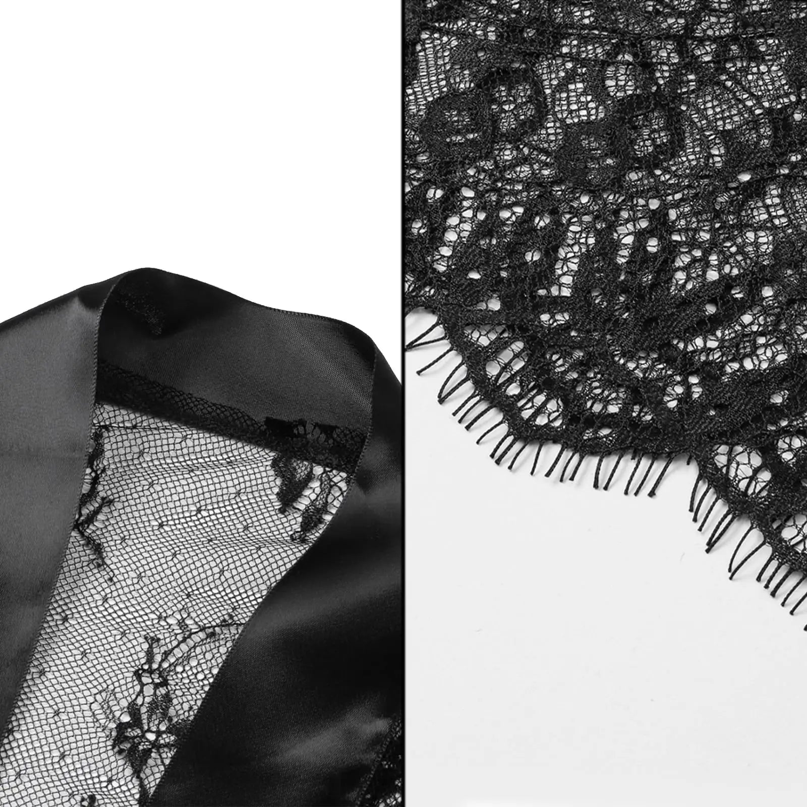 Women's Sexy Sheer Lace Robe Lingerie Long See Through Kimono Lingerie Dress Lace Gown Sleepwear