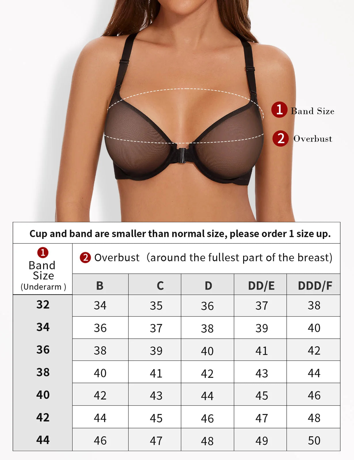 New Women Bra Ultra Thin Mesh Lace Bra Sexy Front Close Transparent See Through Underwire Unlined B C D E F 32 34 36 38 40 42 44