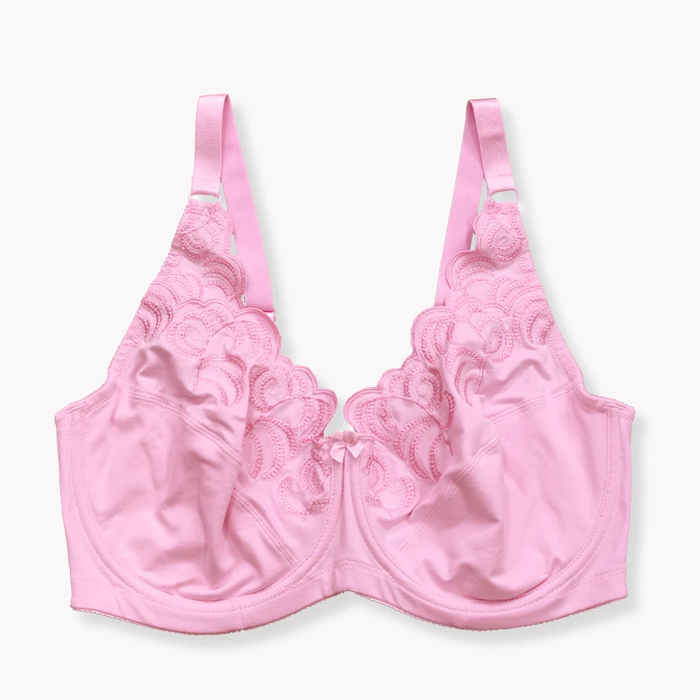Women's Underwear Full Coverage Bras Plus Size Brassiere Embroidery No-padded  Underwire Bralette  36-46C/D/DD/DDD/E/F/G
