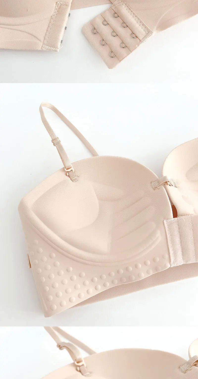 Front Closure Push Up Bras Women's Sexy Seamless Plunge No Steel Brassiere Thick Female Underwear Solid Color Invisible Lingerie