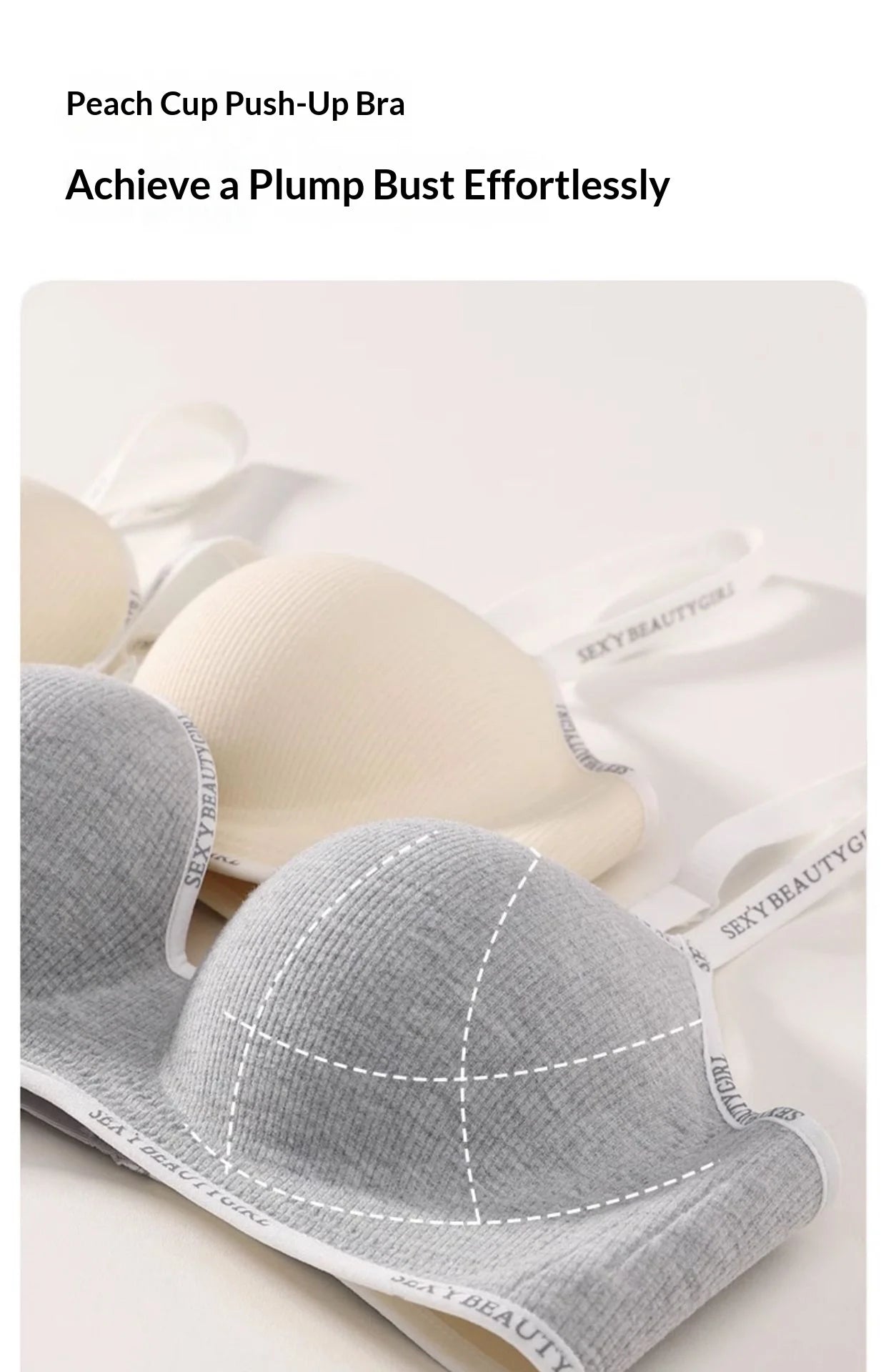New Fashion Bra for Smaller Busts: Enhances and Gathers with Letter Design Wire-Free, Nude-Feel, Skin-Friendly One-Piece Bra