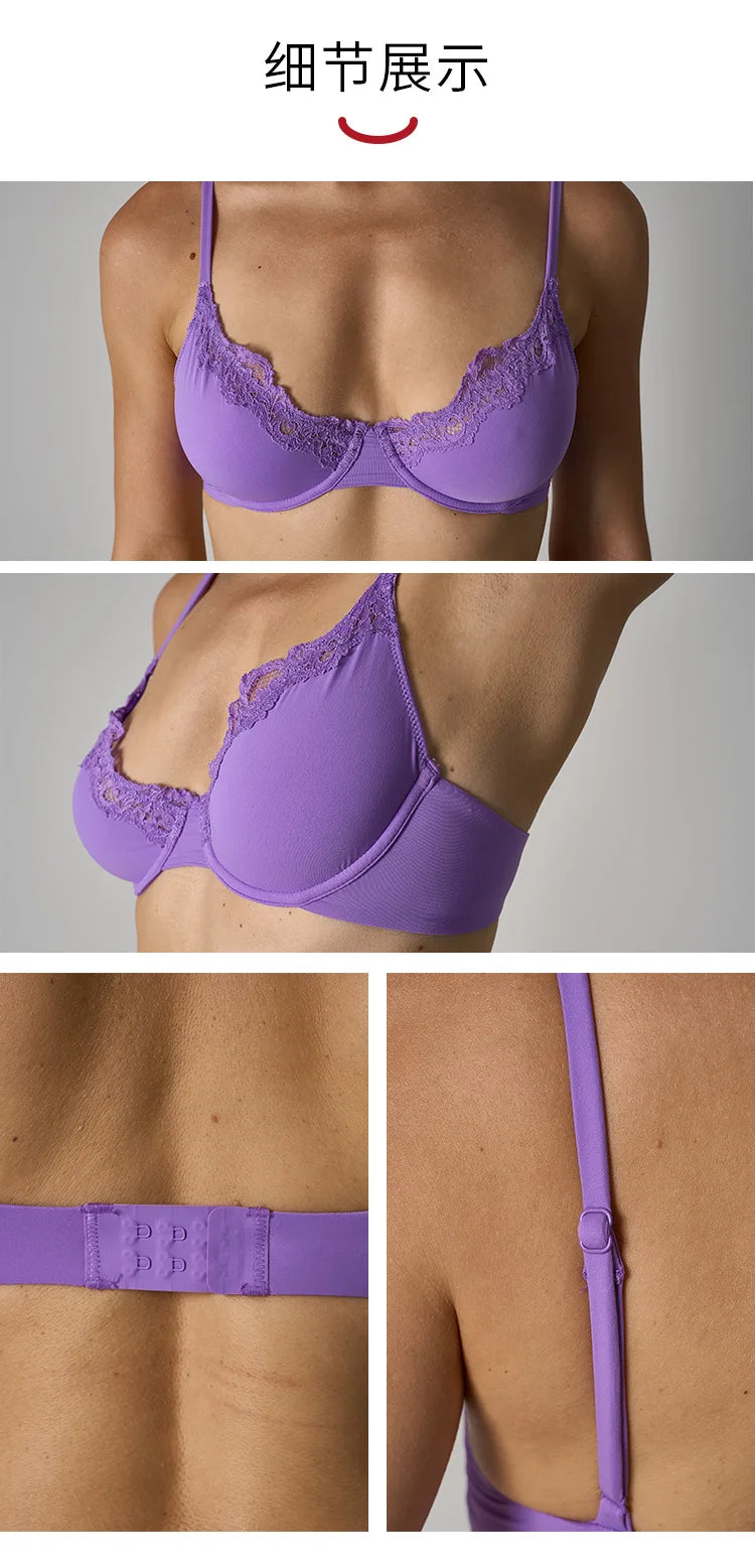 Lace Underwire Bra for Women – French Style, No Padding, Elegant Lift & Support, Comfort Fit