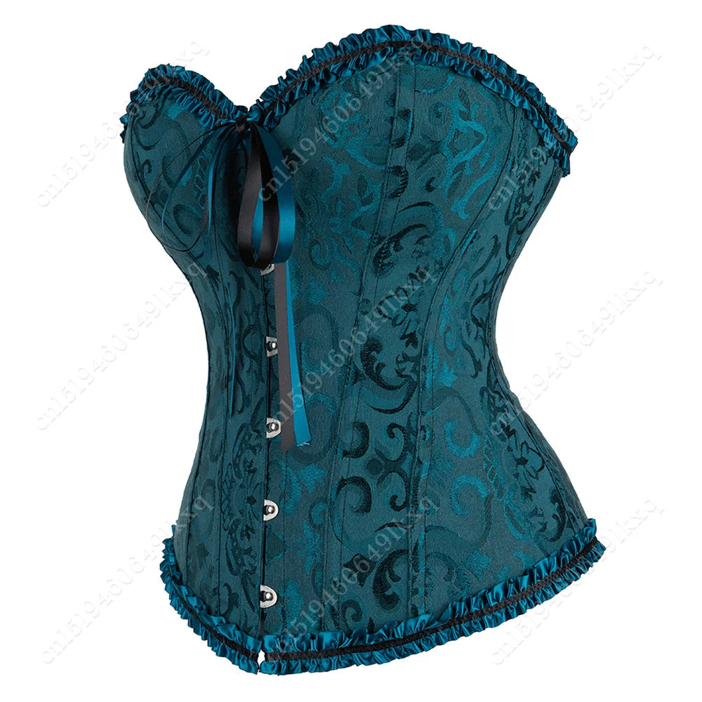 Corset Bustier Top for Women Bustier Overvst Sexy Lace Up Sexy Floral Corset Lingerie Gold Yellow