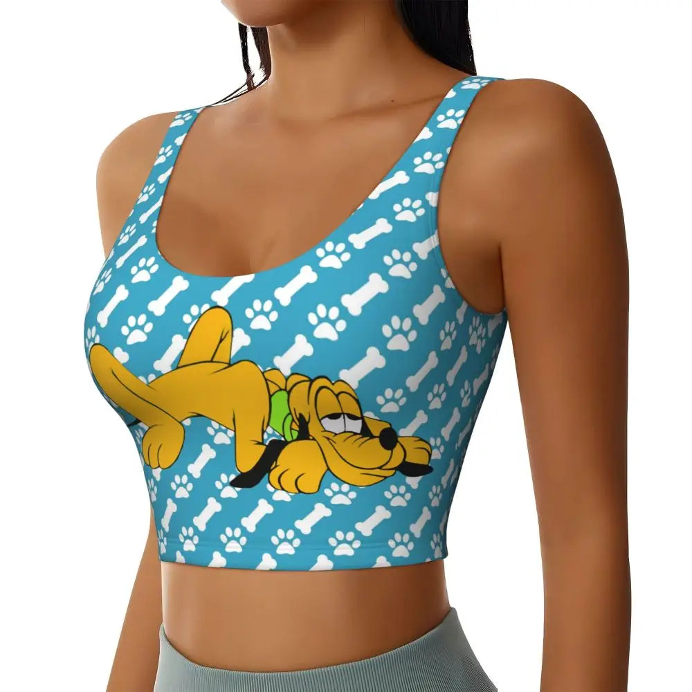Custom Pluto Anime Manga High Impact Sports Bras for Women Classic Seamless Workout Yoga Crop Tank Tops