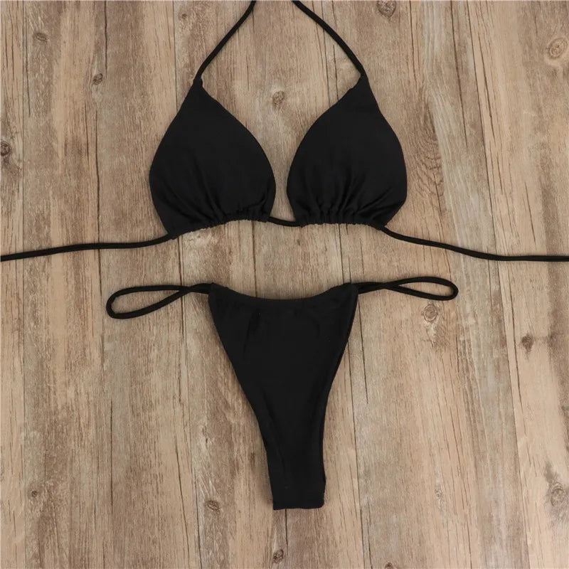 Women's Bikini Swimsuits - Beach Vacation Style Spa Swimsuits - Braided and Thin Strap Necked Swimsuits for Big and Small Busts
