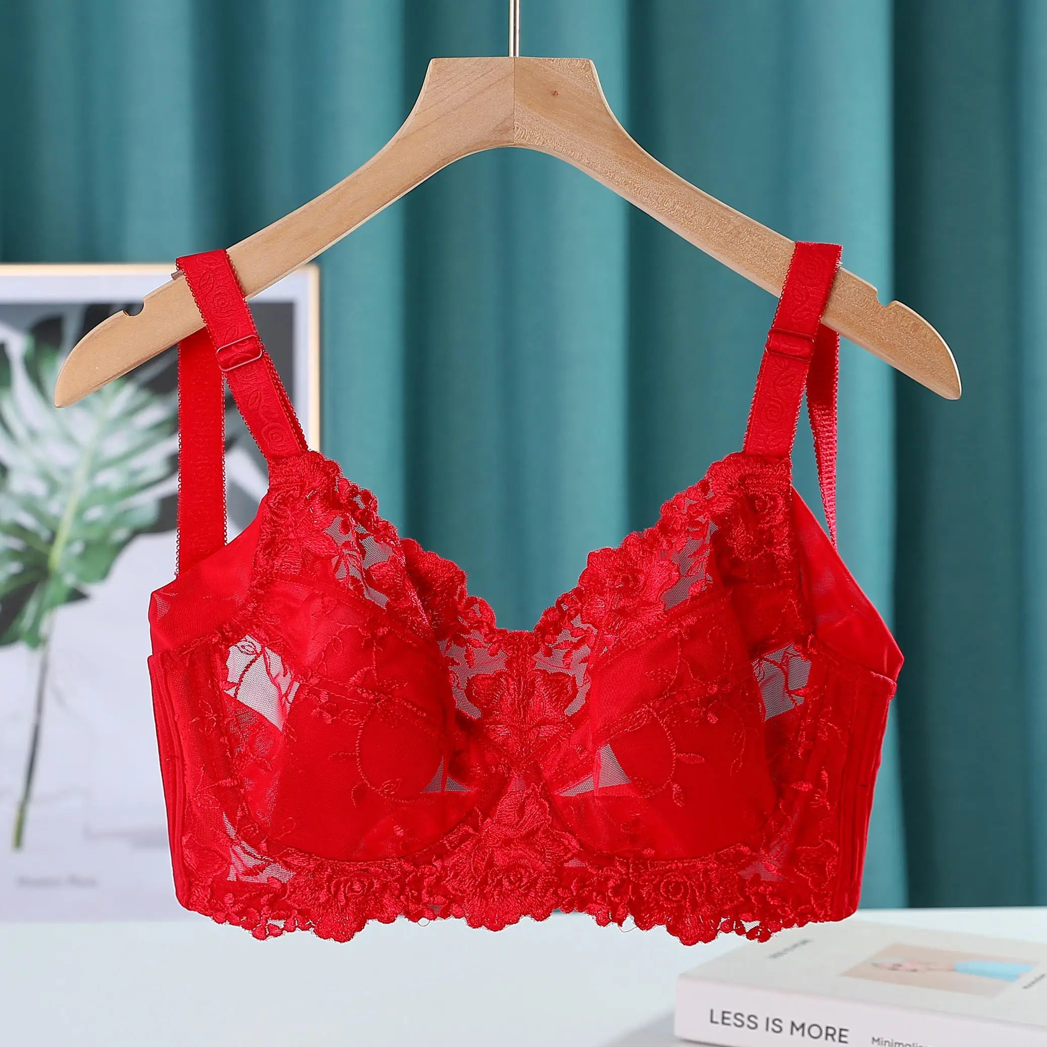 Women's Full Coverage Floral Embrodiery Ultra-thin Bra Lingerie 34 36 38 40 42 44 46 48 B C D E F G H