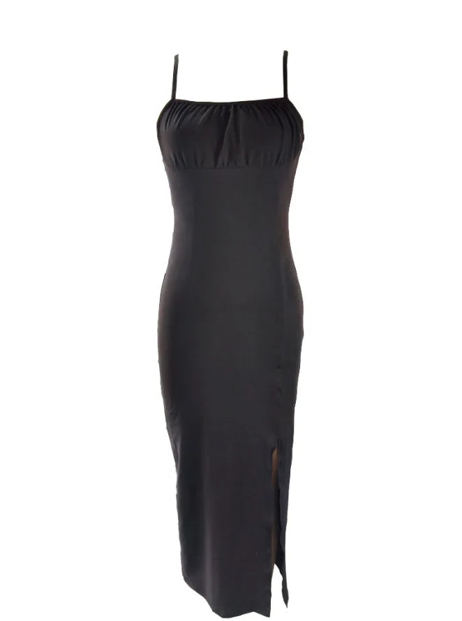 Summer slip dress women's slip bandeau tight height slit solid color leopard print hip skirt