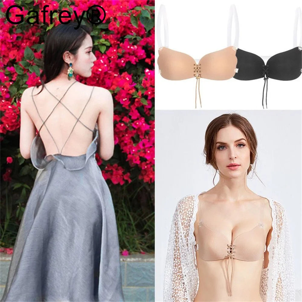 Invisible Strapless Adhesive Stick Bra Strapless Push Up Bras Women Sexy Backless Lingerie Seamless Silicone Bralette Underwear