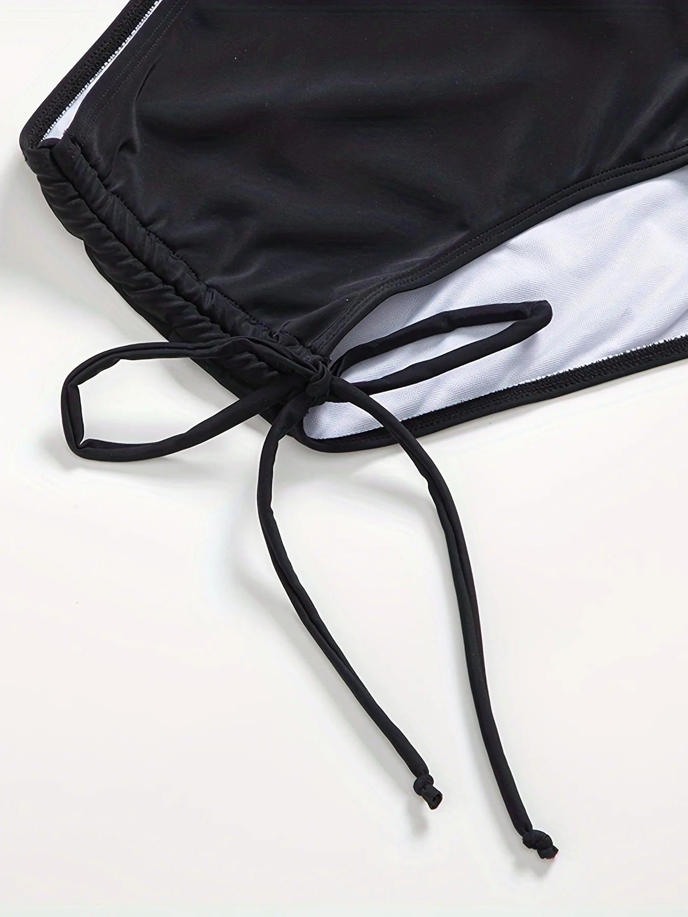 Black High-Waisted Bikini Bottoms for Women, Triangle Tie, Adjustable, Sexy, Slimming, Anti-Exposure Swim Trunks