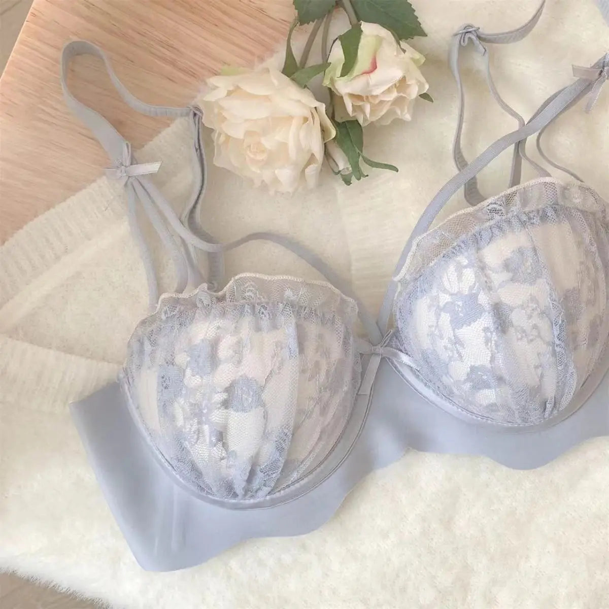 Sexy Bras Women's Preventing Sagging Pure Desire Aesthetic Lace Wireless Bralette Explosive Popular Style Small Bust Gathered