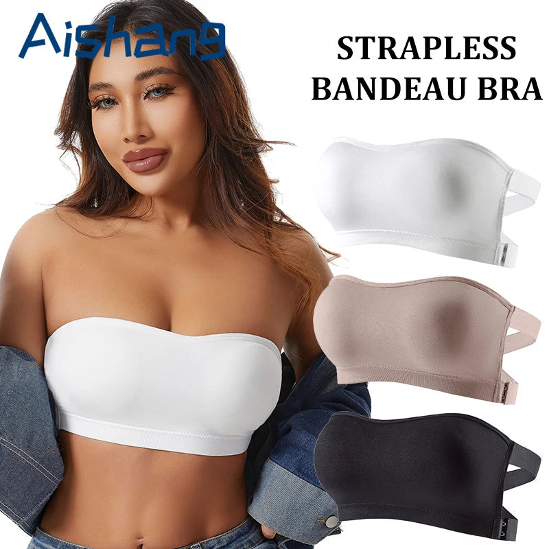 Strapless Push Up Bra For Women Wireless Removable Pad Invisible Daily Brassiere Underwear Seamless Backless Bandeau Bralette