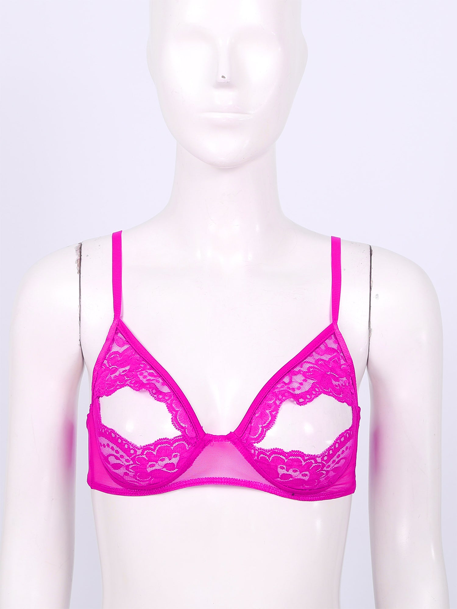 Women Nipple Exposed Bra Sexy Open Cup Lace Lingerie Exotic Brassiere Nightclub See-through Bralette Wire-free Unlined Bra Top