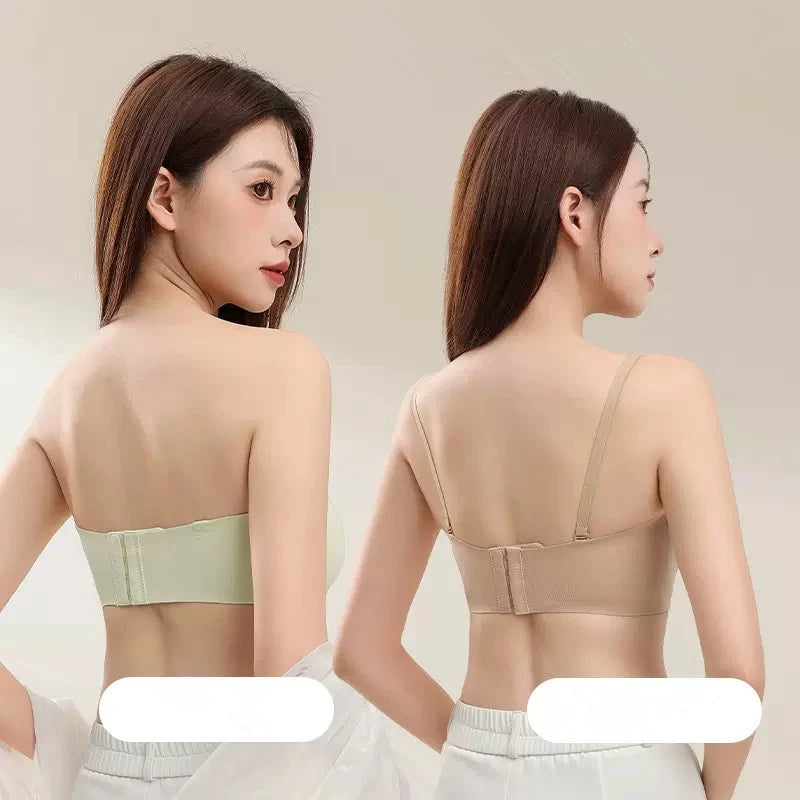 Strapless Bra for Women with Small Chest, Push-up, Non-slip and Anti-fall, Invisible and Seamless Bra with Detachable Straps