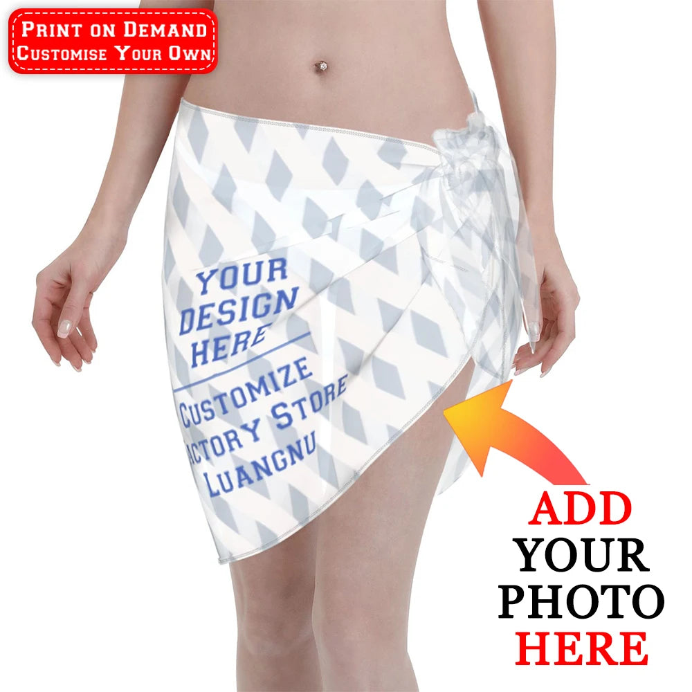 Customise Bikini Cover Ups Short Skirt For Women Custom Swimsuit Cover-ups Personalized Beach Sun Protection Shawl Sarong Skirt