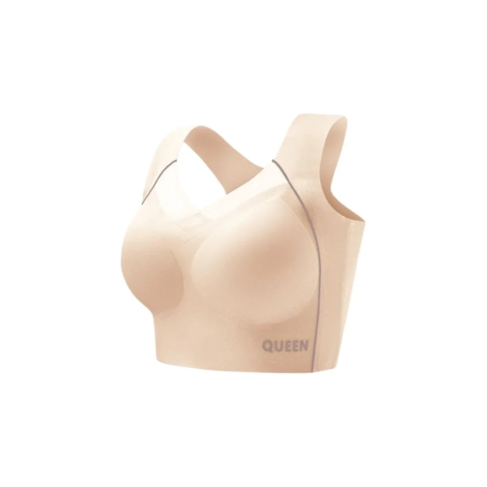 Soft Elastic Traceless Wireless V Bra Mesh V Neck Gathered Breasts Seamless Bras Shockproof Lingerie Push Up Underwear Running