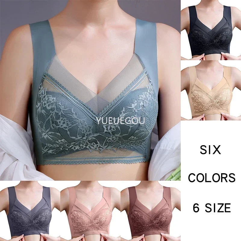 3 Pcs Women's Push Up Bralette Wireless Bras - 5cm Natural Lift, Seamless Lace Plus Size (L-6XL), No Underwire Comfort
