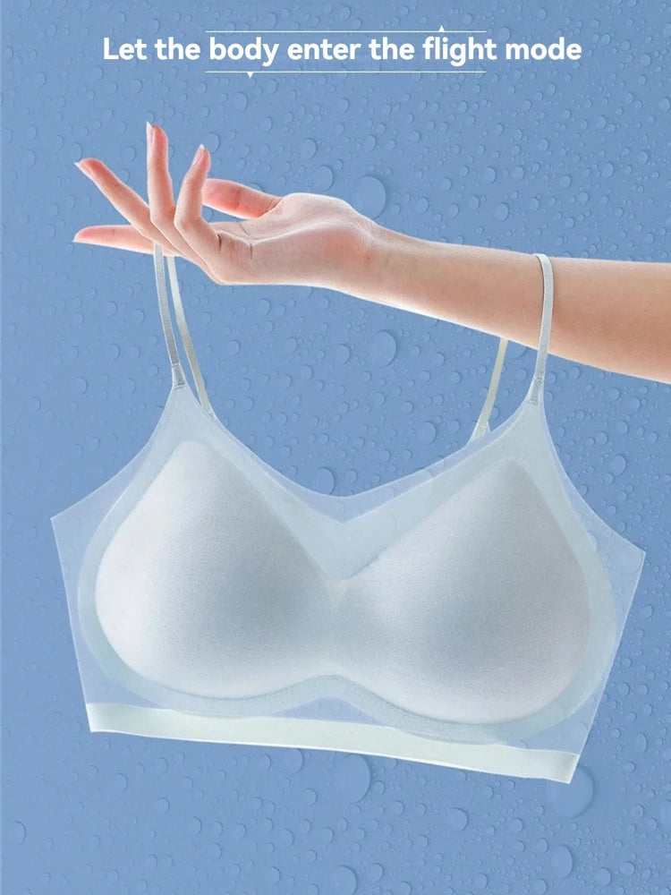 3PCS Ultra-Thin Breathable Ice Silk Bras Women's Seamless Back Halter Vest Wrap Bras Chest Gather Together Light Breathable Tops