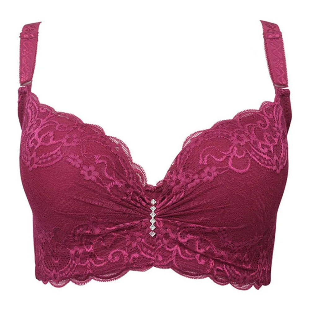BCHRAYIUP Women's Underwire Padded Plunge Push Up Bra Sexy Flora Lace Deep V Full Cup Bra 34 36 38 40 42 44 46 B C D E