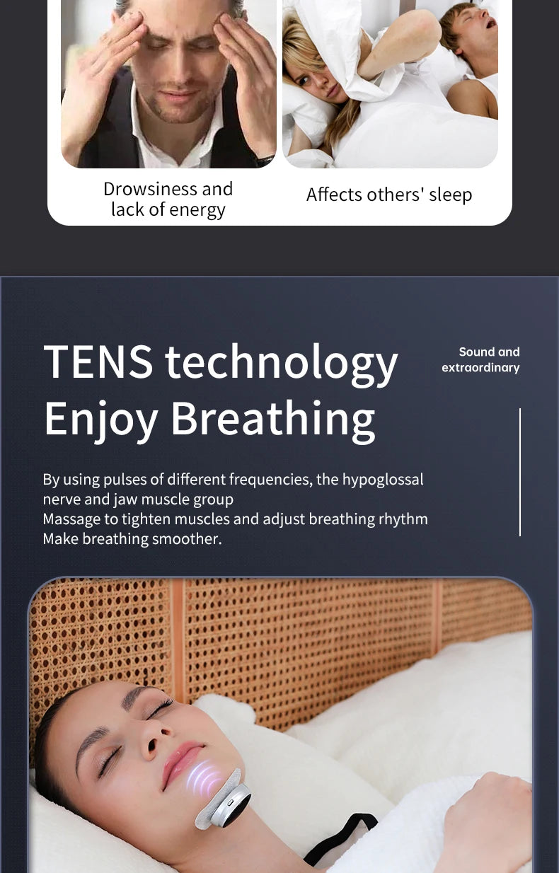 New Smart Anti Snoring Device Stop Snoring Dual Pulse Muscle Stimulator Anti Sleep Snoring Breathing Corrector Health Care