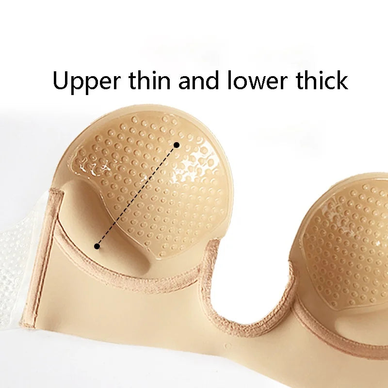 Strapless U Shaped Invisible Adhesive Plunge Silicone Bra Reusable Strapless Backless Breast Lifting Push Up Dress Underwear
