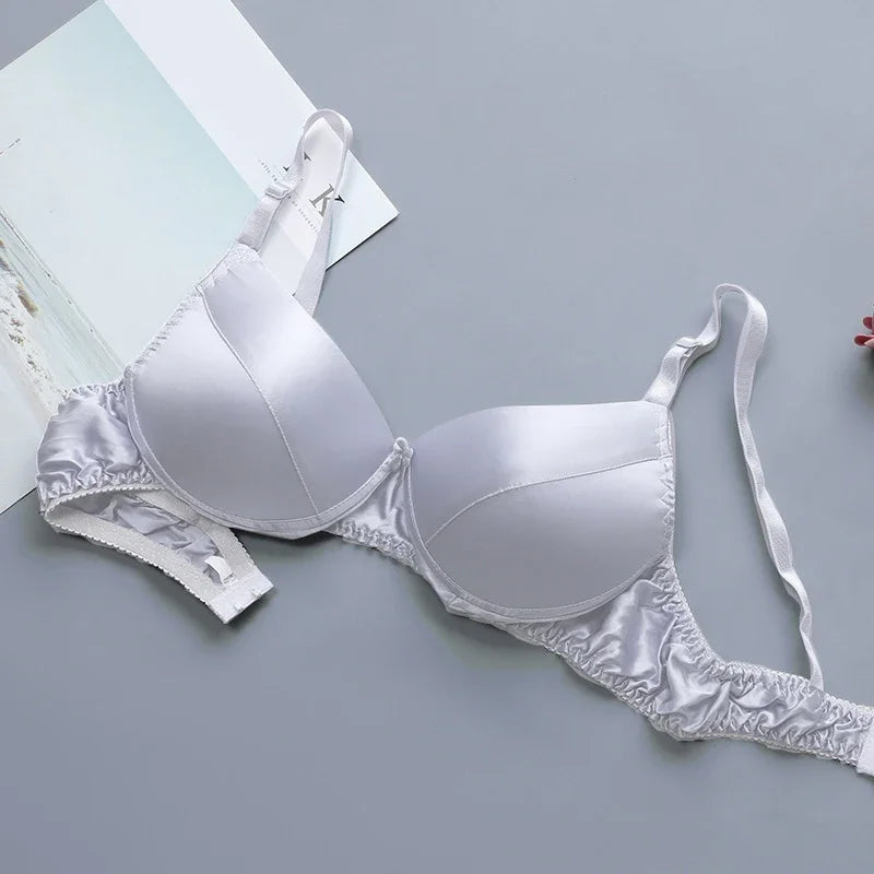 Comfortable Double Sided Silk Bra Without Steel Rims for Women B Cup Thin Oversized Wireless Bra  Soft Comfort Lingerie