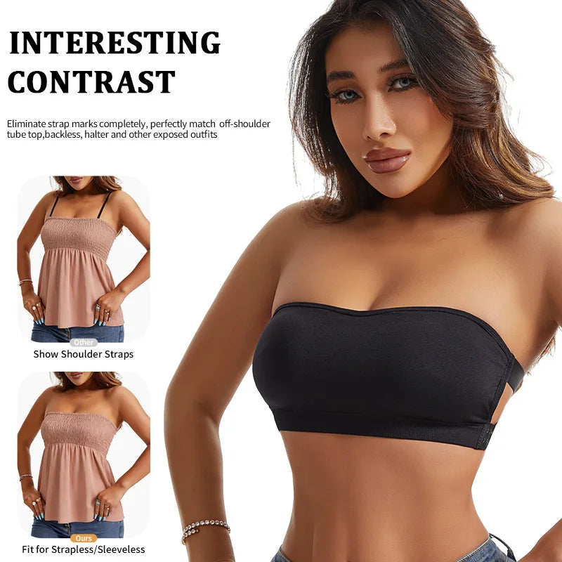 Strapless Push Up Bra For Women Wireless Removable Pad Invisible Daily Brassiere Underwear Seamless Backless Bandeau Bralette