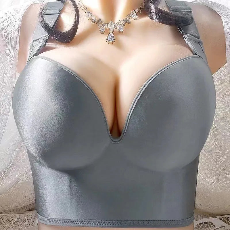 Wireless Push Up Bras for Women Full Coverage Solid Underwear Female Adjustable Plus Size Lingerie 38 40 42 48 50 C D E F