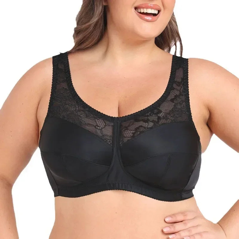 Summer Bra Thin Full Cup Bra for Women Sexy Lace Large Size Non Padding Wirefree Bras Plus Size Breathable Bralette BCDEFG