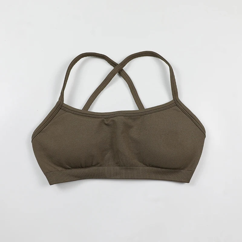 Women's Sports Bras For Running Push Up Seamless Yoga Bra Adjustable Straps Cross Back Fitness Athletic Bra Tops