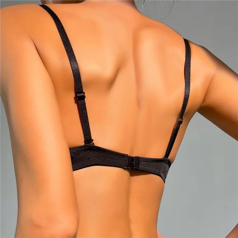 Push Up Bras Backless Women's Bra Low Cut Sexy Gather Brassiere Open Back Wedding Underwear Invisible Seamless Deep V Lingerie