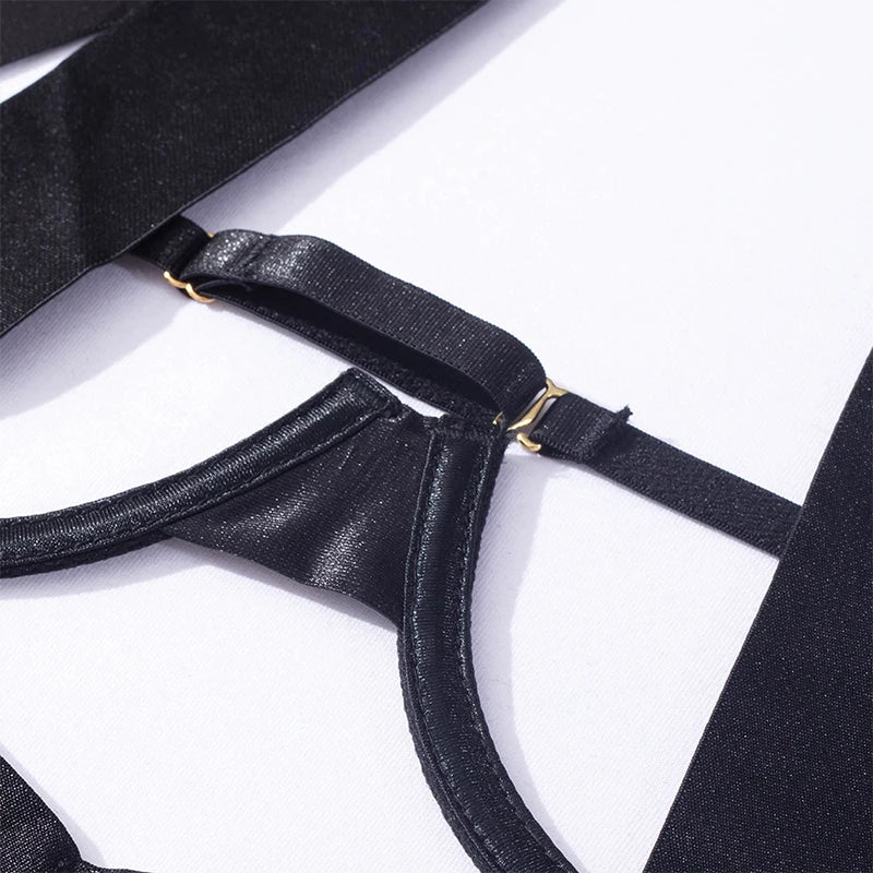 Women Sexy Lingerie Babydoll Dress Porn Underwear Bandage Hanging Neck Hollow Temptation Erotic Costumes Gathered Bra Bodysuits