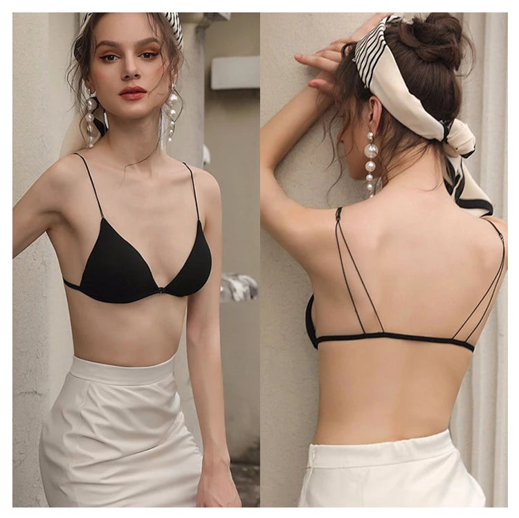 Bralette French Triangle Cup Bras for Women Comfort Cotton Bra Girl Summer Thin Soft Sexy Push Up Seamless Invisible Underwear