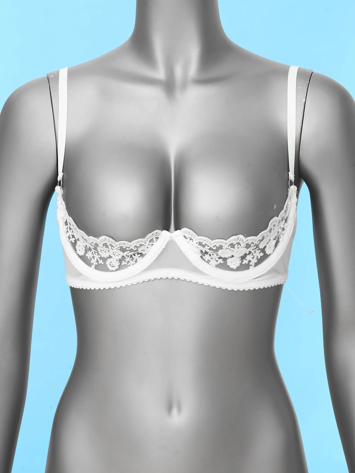Women Lace Bra Underwear Adjustable Strap Half A Bra Unlined Brassiere Lingerie Sheer Floral Underwired