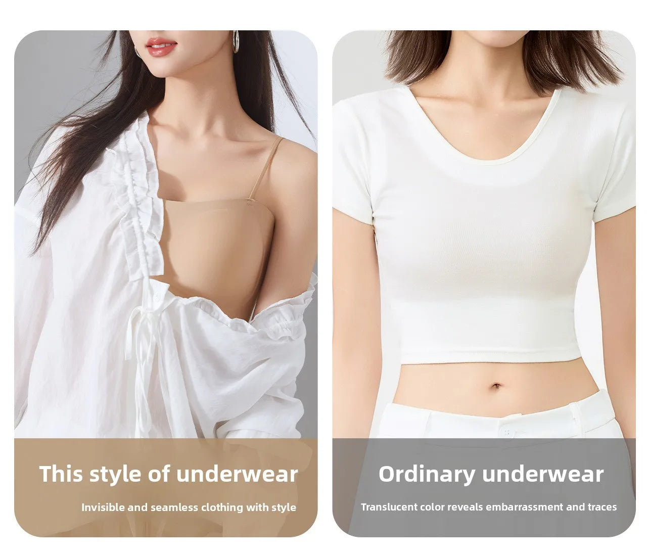 Women Push Up Bra Thin Strap Seamless Backless Bandeau Camisole Summer Padded Jelly Wire Free Comfortable Daily Bra