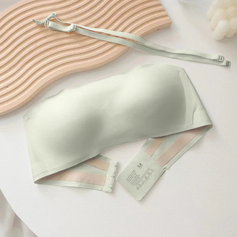 Strapless Bra For Women Outdoor Summer Wear Thin Non-slip Seamless Invisible Chest Tube Shrink Jelly Wrap Bra