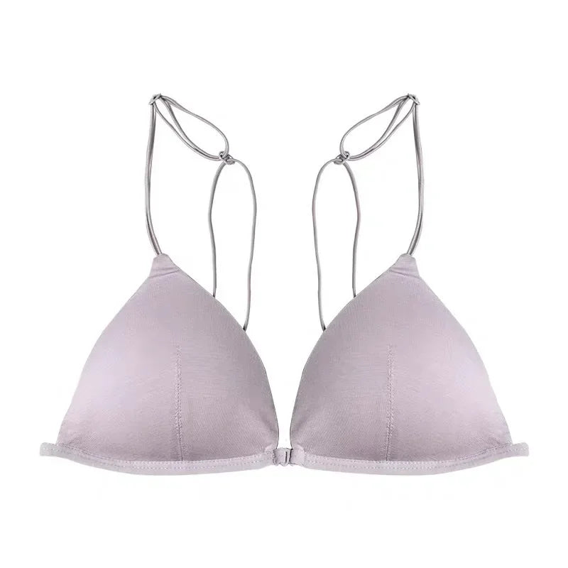 Bralette French Triangle Cup Bras for Women Comfort Cotton Bra Girl Summer Thin Soft Sexy Push Up Seamless Invisible Underwear