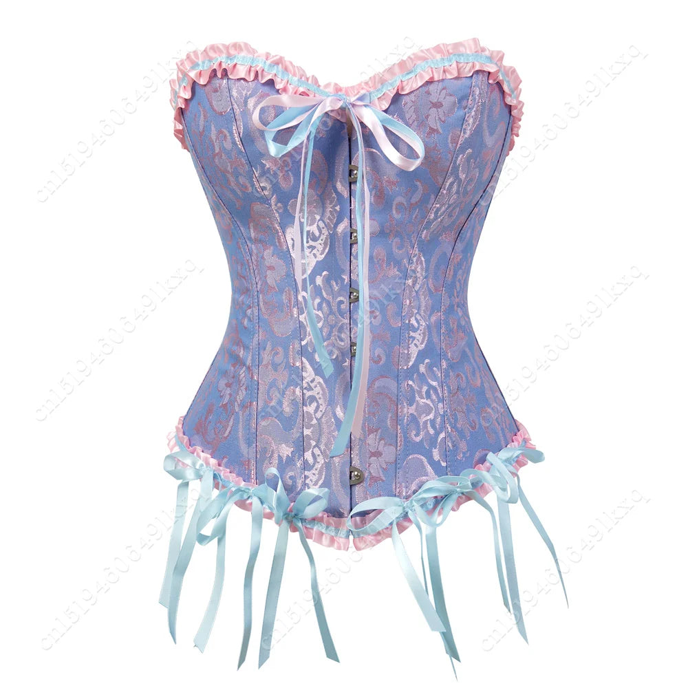 Corset Bustier Top for Women Bustier Overvst Sexy Lace Up Sexy Floral Corset Lingerie Gold Yellow