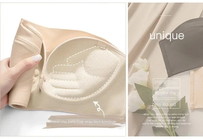 Strapless Women's Underwear Non-slip Gathered Small Chest Tube Top Beautiful Back Invisible Anti-light Wedding Women's Bra