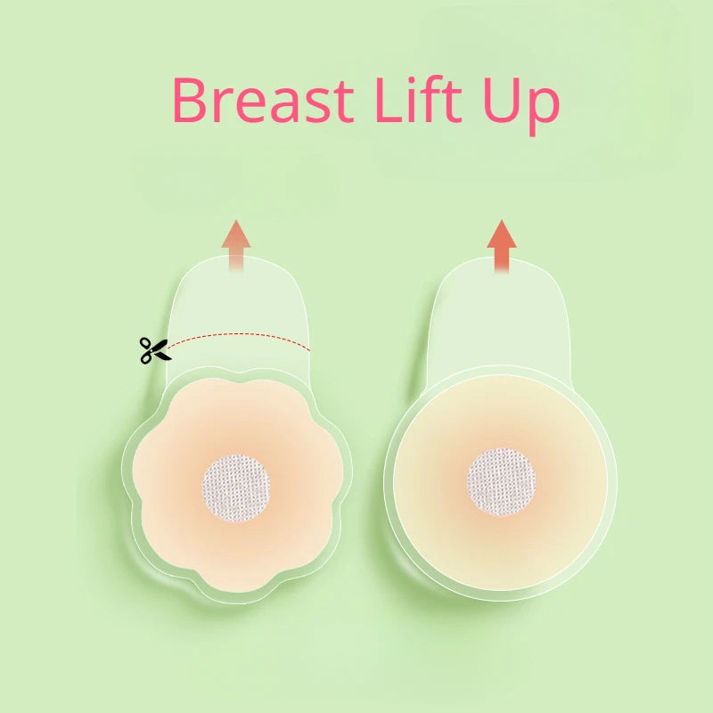 2Pcs Women Sexy Silicone Breast Lift Up Nipple Cover Reusable Bra Stickers Self Adhesive Invisible Chest Petals Strapless Bras