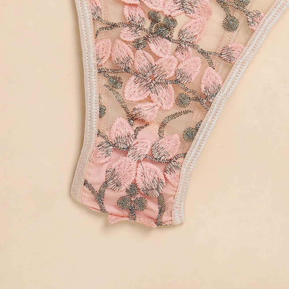 Bandage Floral Embroidery Bodysuit Women Lace Up Bandage Bodies Sexy Sleeveless Bodycon Transparent Lingerie Mesh Bodysuits Top