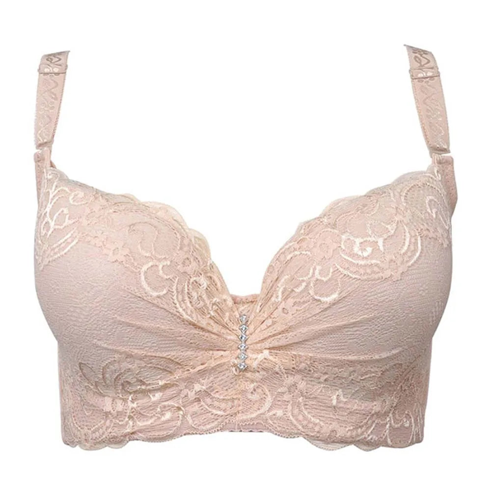 BCHRAYIUP Women's Underwire Padded Plunge Push Up Bra Sexy Flora Lace Deep V Full Cup Bra 34 36 38 40 42 44 46 B C D E