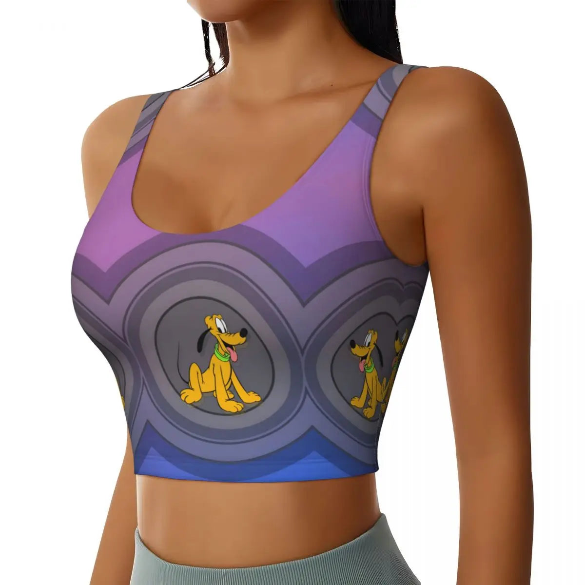 Custom Pluto Anime Manga High Impact Sports Bras for Women Classic Seamless Workout Yoga Crop Tank Tops