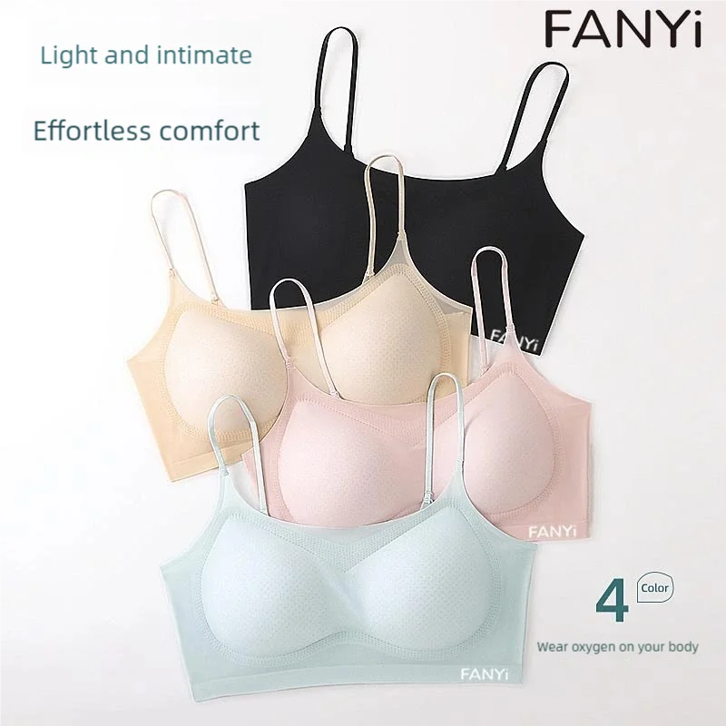 A thin, breathable and comfortable women's bra with a slim shoulder strap, featuring a beautiful back and a small chest