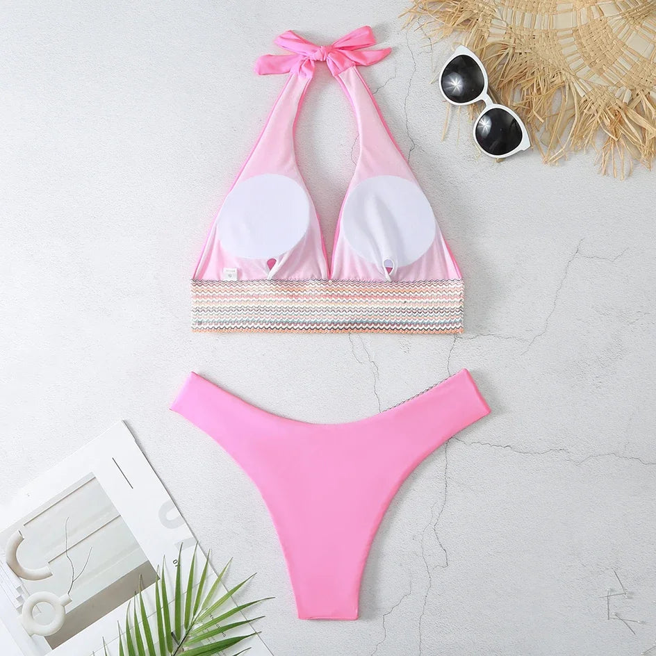Sexy Bikini 2026 Women Swimsuit Female Swimwear Halter Thong biquini High Waist Bikinis Sets Brazilian Swimming for Bathing Suit