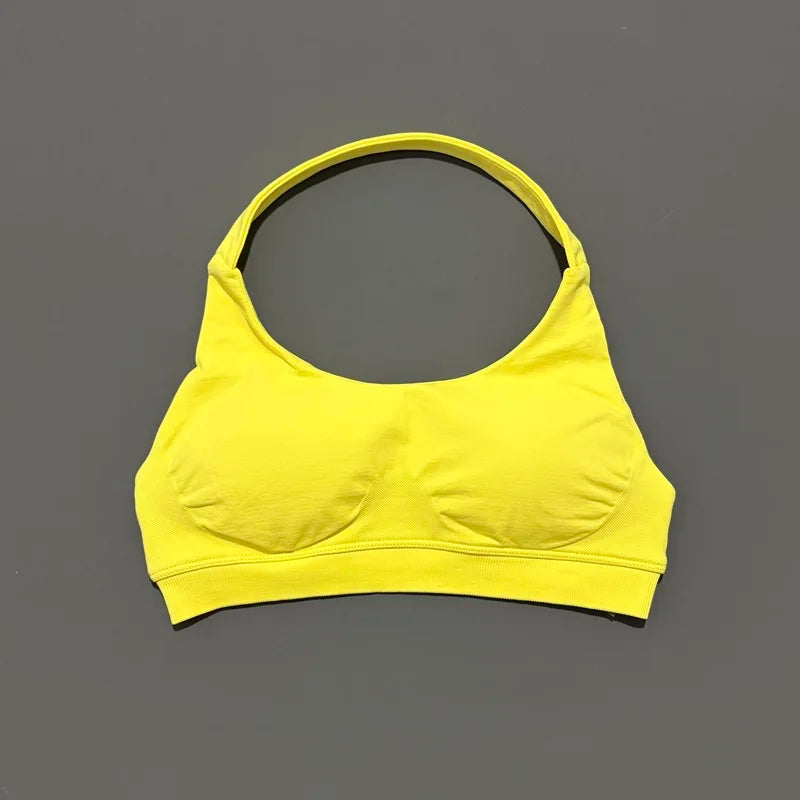 Sports Bra Women Halter Neck Open Back Seamless Yoga Bras Breathable Elastic Top Gym Running Workout Fitness Sports Bras